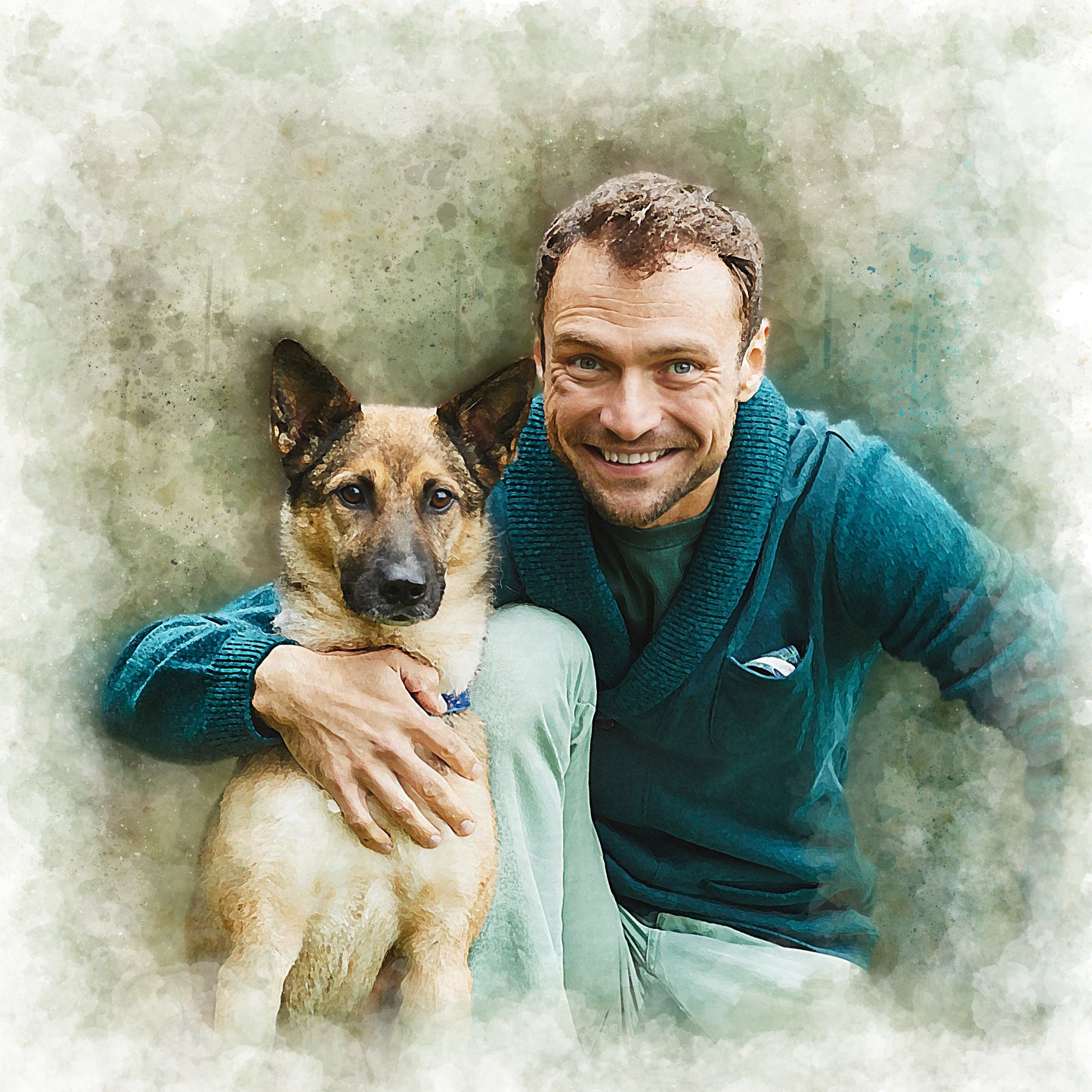 Birthday Gift for Him Watercolor Portrait from Photo