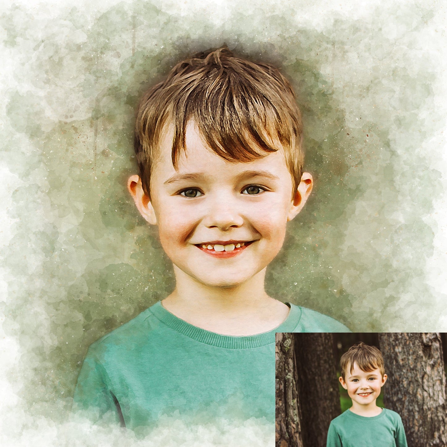 Birthday Gift for Him Watercolor Portrait from Photo