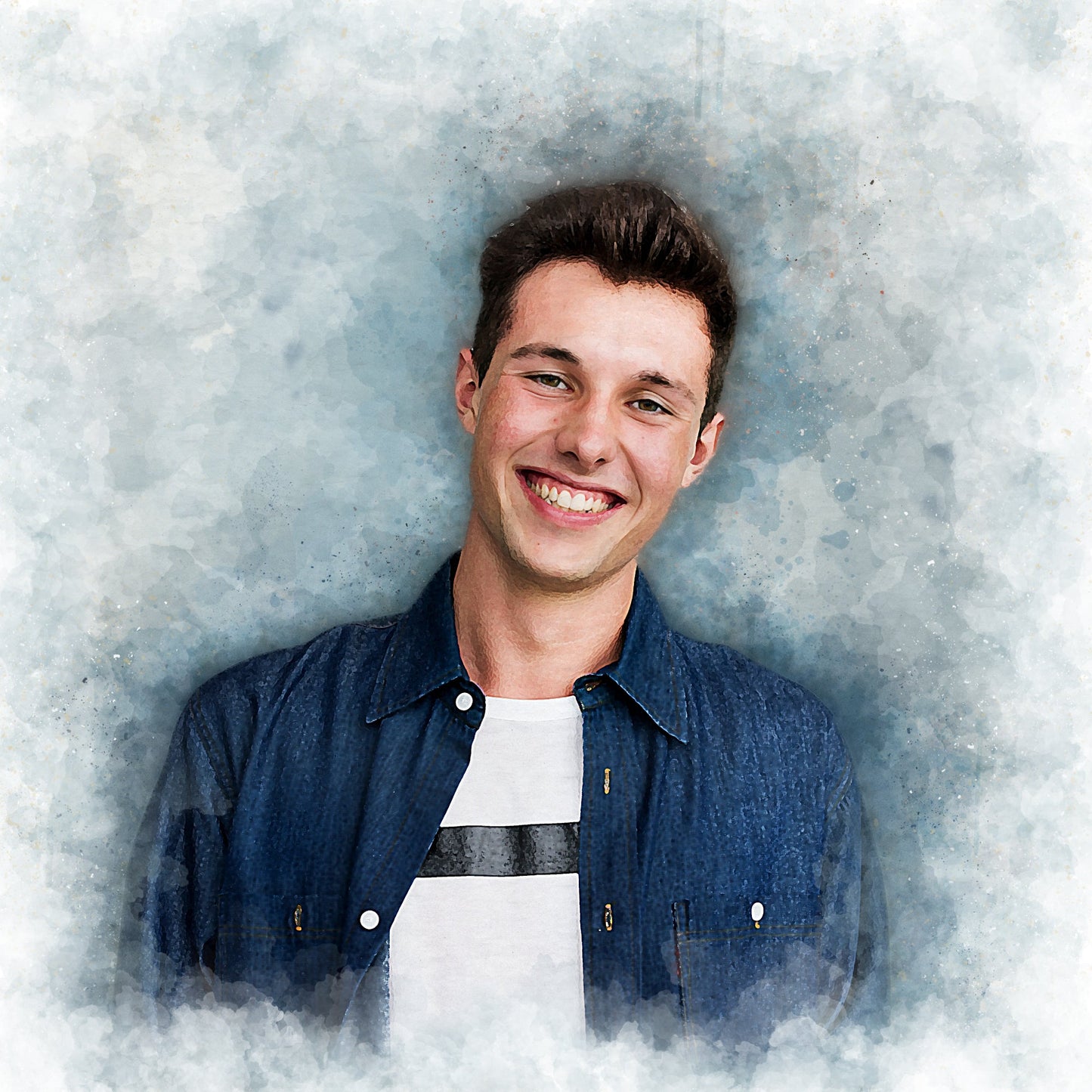 Birthday Gift for Him Watercolor Portrait from Photo