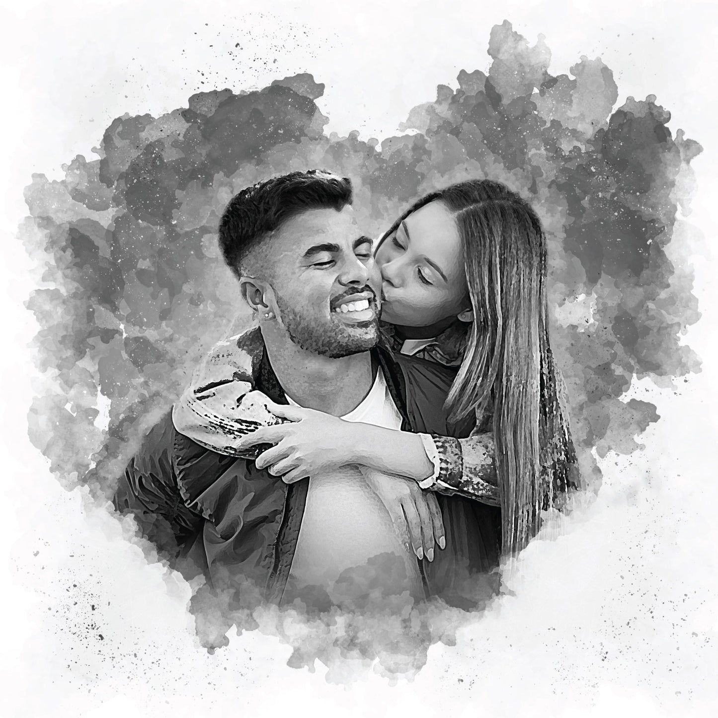 Canvas Prints - Custom Heart Watercolor Portrait