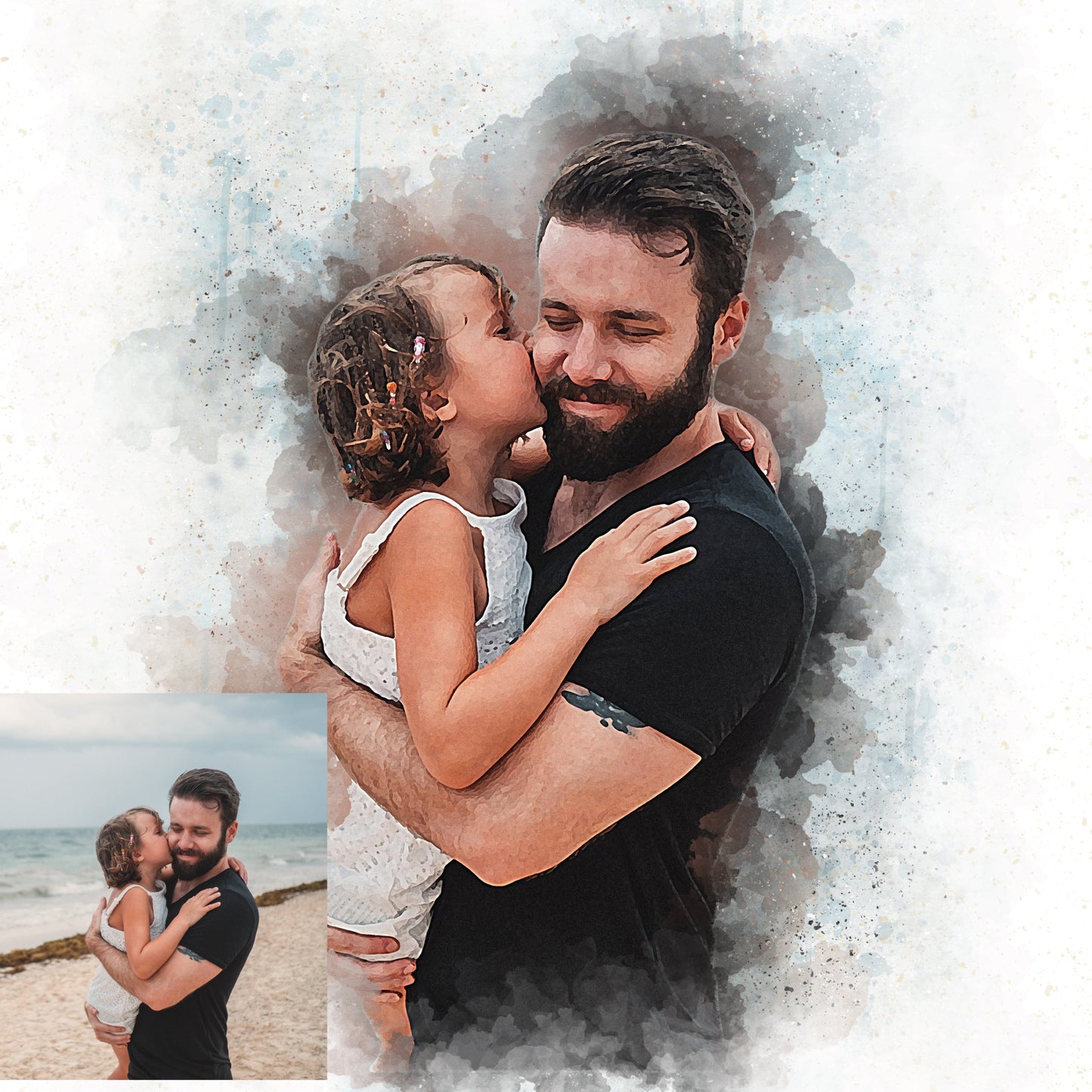 Custom Gift for Dad Watercolor Portrait