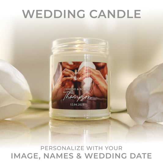 Custom Candle Wedding Gift with Image