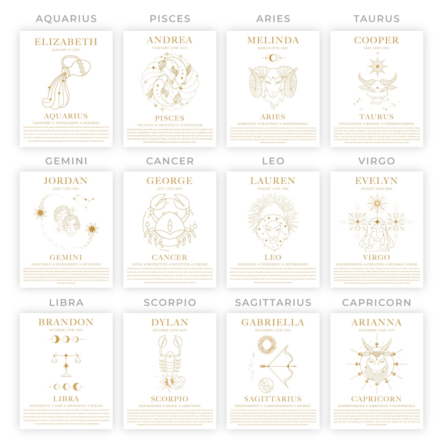 Personalized Zodiac Sign Canvas