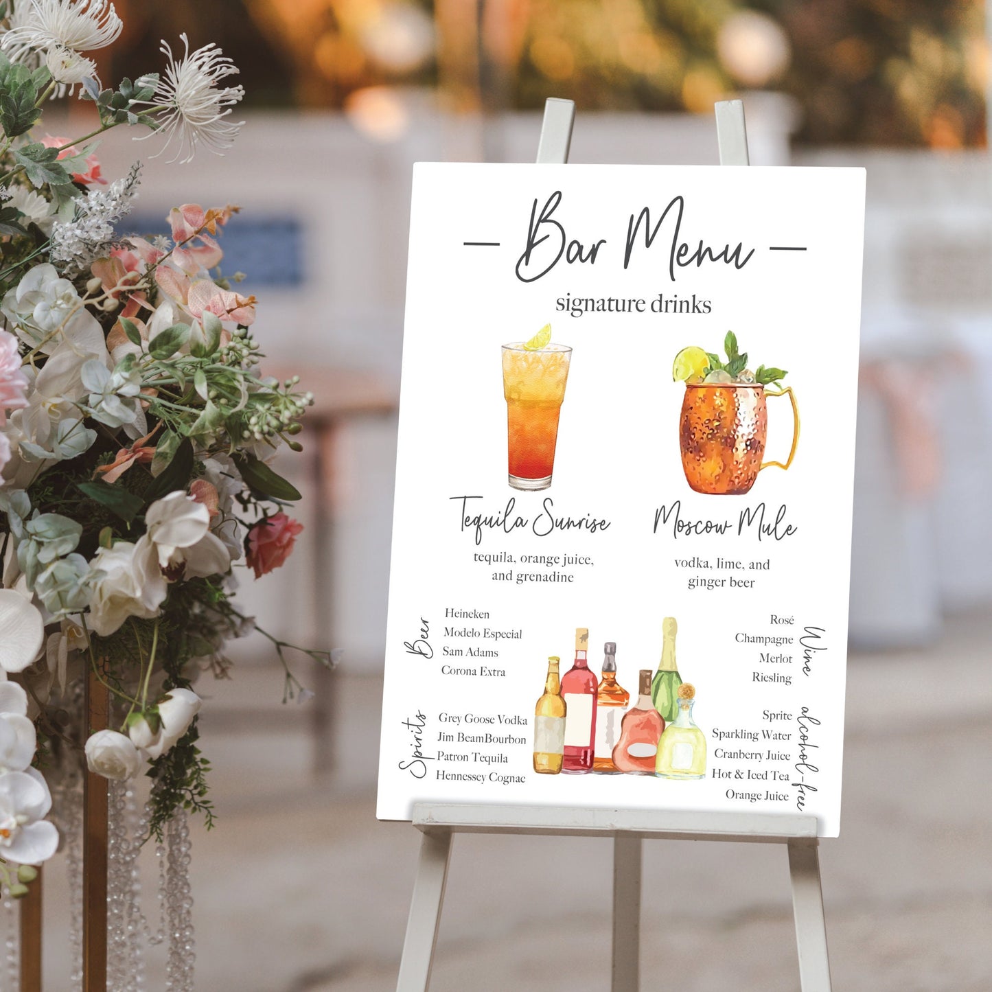 Signature Drink Sign Printed, Minimalist Bar Menu Template, Printed Bar Menu, Modern Drink Menu, Bride and Groom Drinks, Wedding Sign