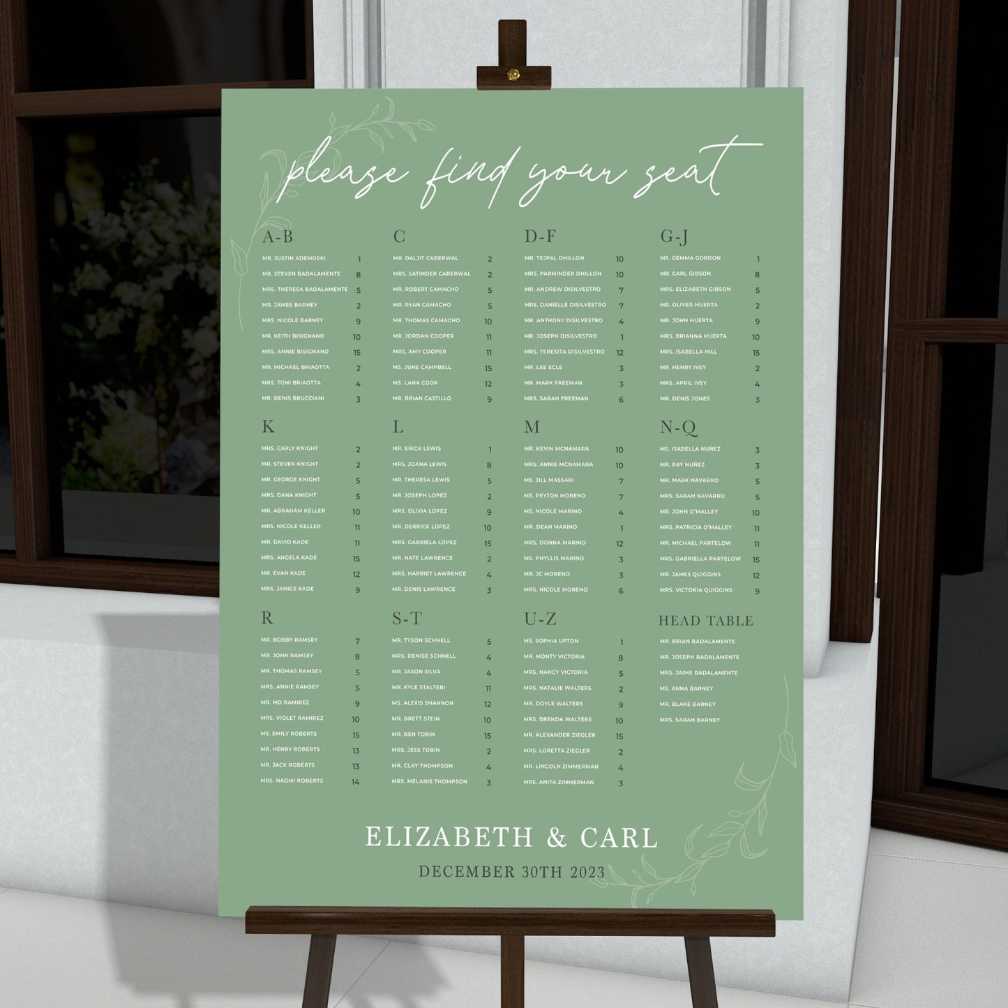 Alphabetical Wedding Seating Chart, Wedding Welcome Sign, Personalized Party Decorations, Wedding Decor, Rehearsal Sign, Reception Poster