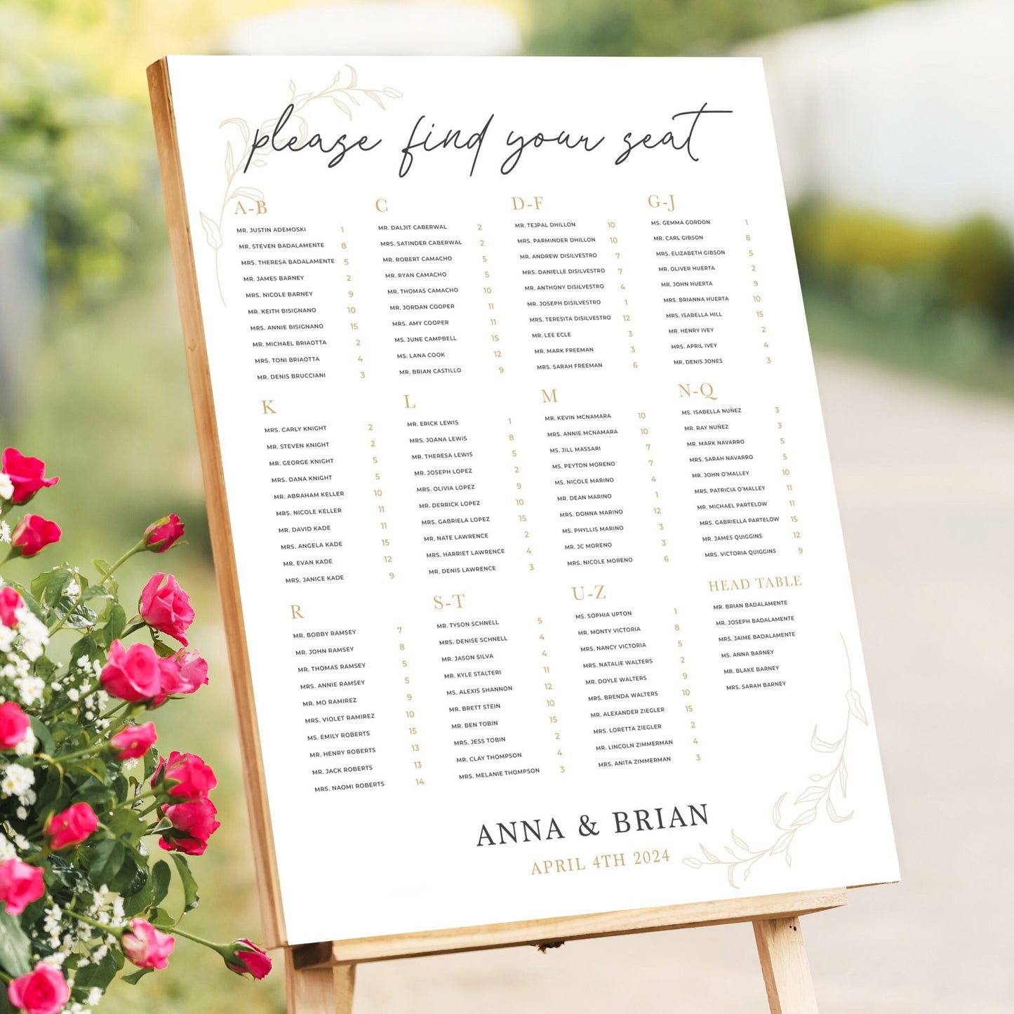Wedding Seating Chart