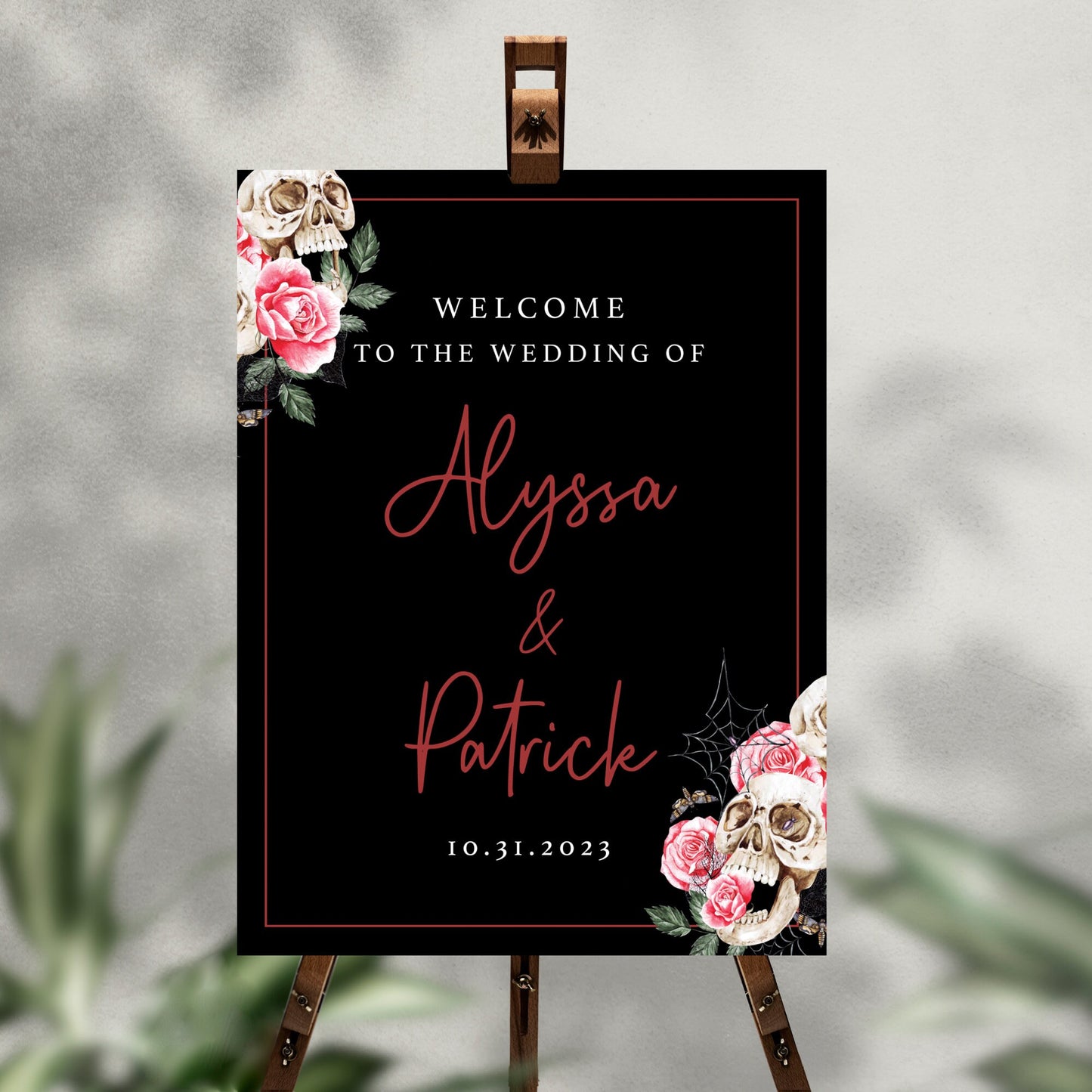 Wedding Welcome Sign, Gothic Halloween Theme, Personalized Wedding Sign, Party Decorations, Reception Poster, Wedding Decor, Rehearsal Sign