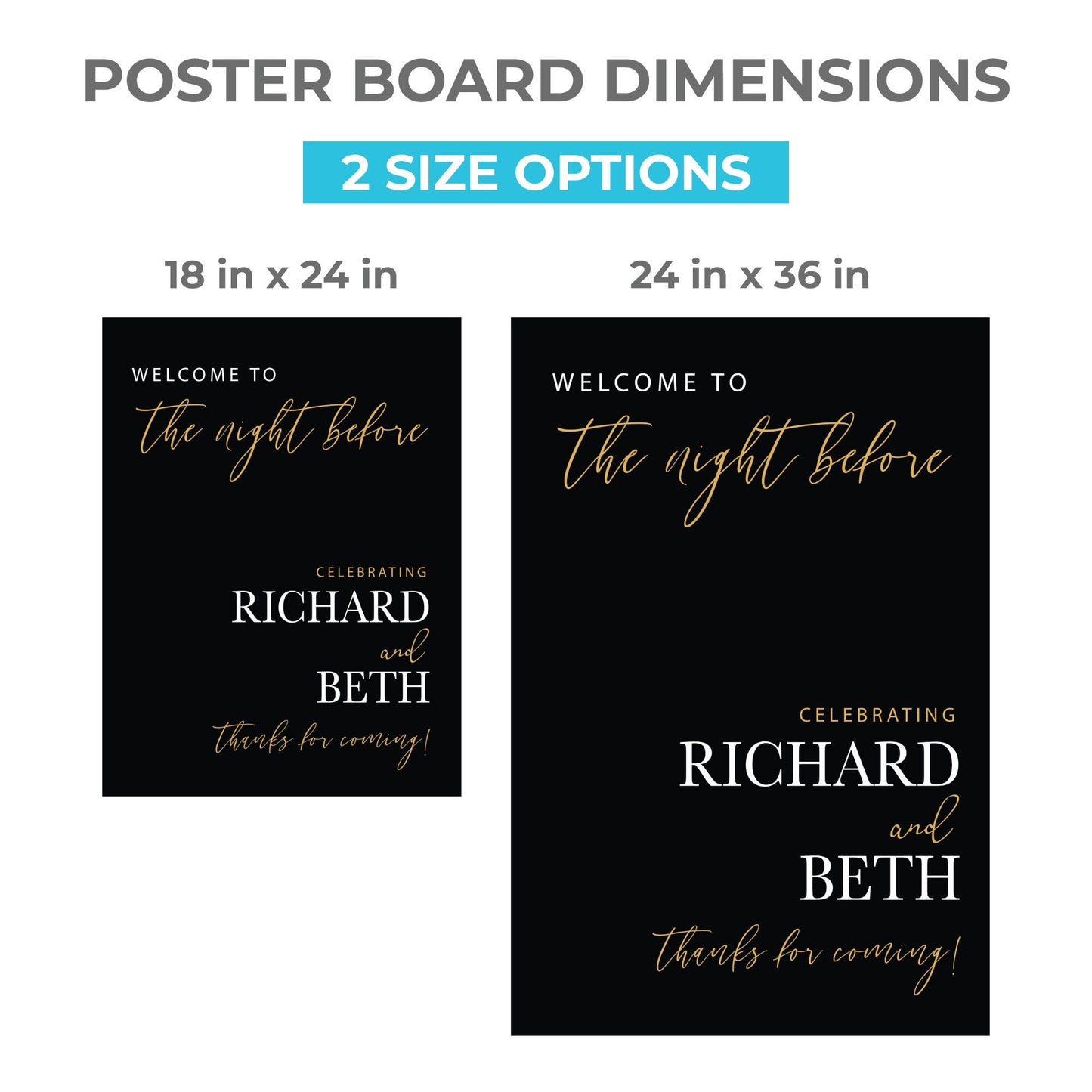 Printed Rehearsal Event Sign, The Night Before, Wedding Rehearsal Welcome Sign, Wedding Decor, Wedding Foamboard Night Before Sign