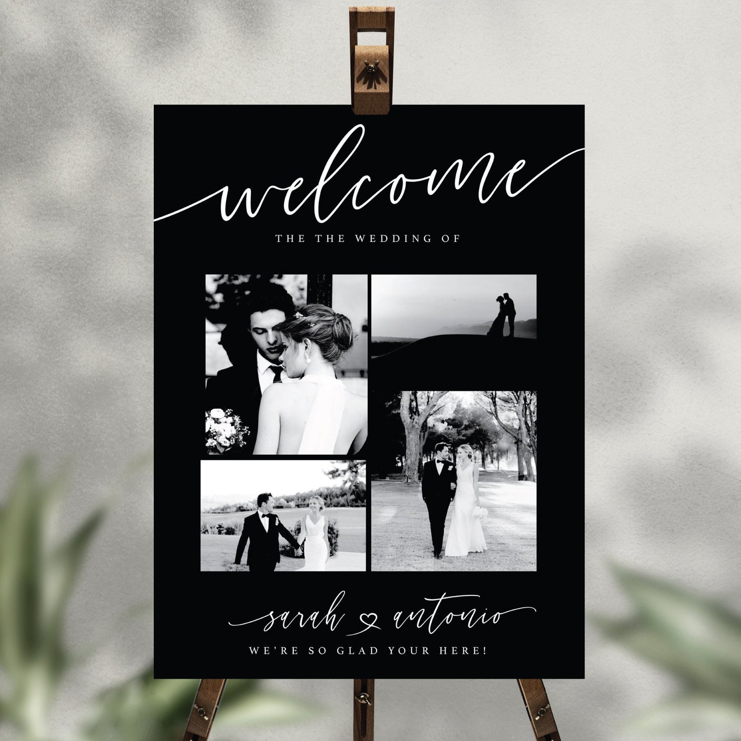 Personalized Wedding Welcome Sign Photo Collage, Party Decorations, Reception Poster, Wedding Decor, Rehearsal Sign, The Night Before