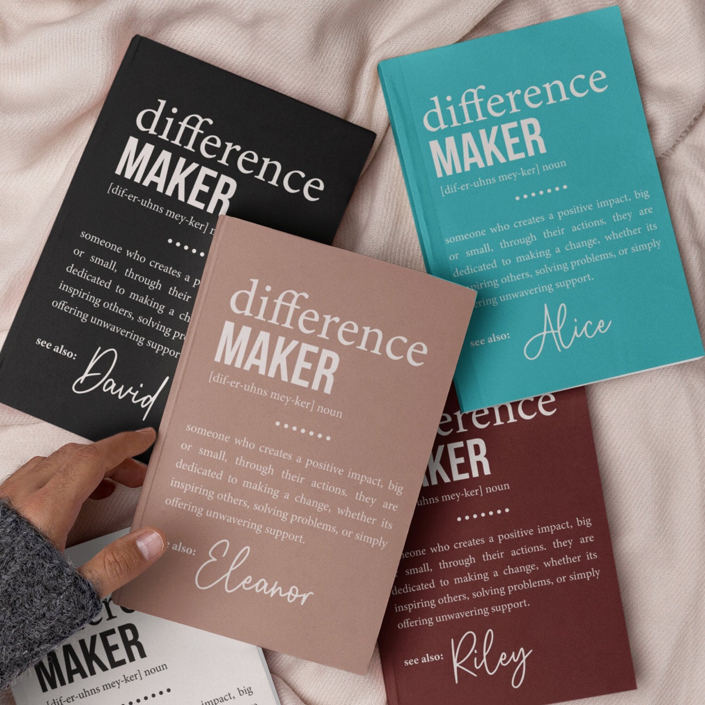 Difference Maker Journal with Your Name, Personalized Bold Difference Maker Definition, Coworker Birthday Gift, Mentor Appreciation, Teacher
