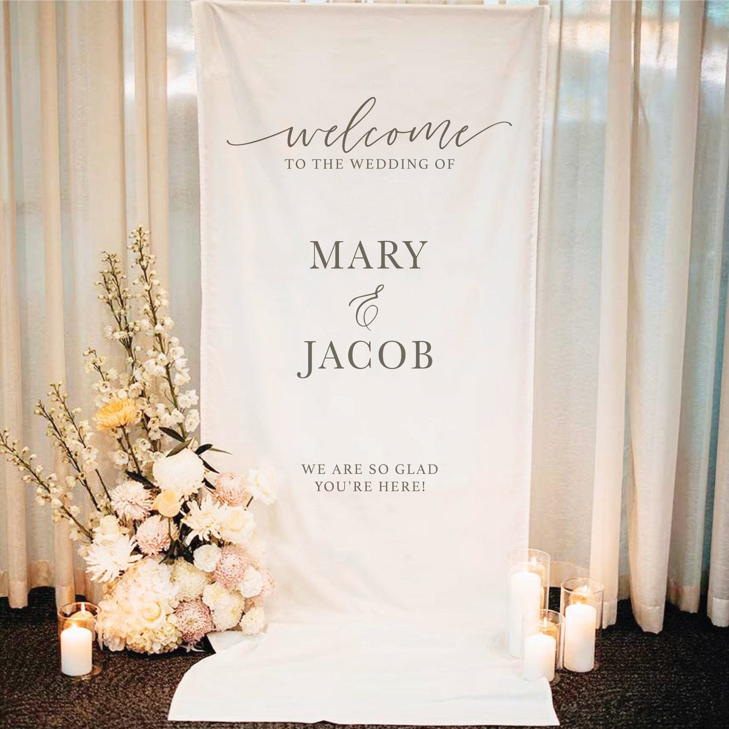 Fabric Wedding Banner, Personalized Party Decorations, Wedding Welcome Sign, Wedding Decor, Wedding Rehearsal Banner