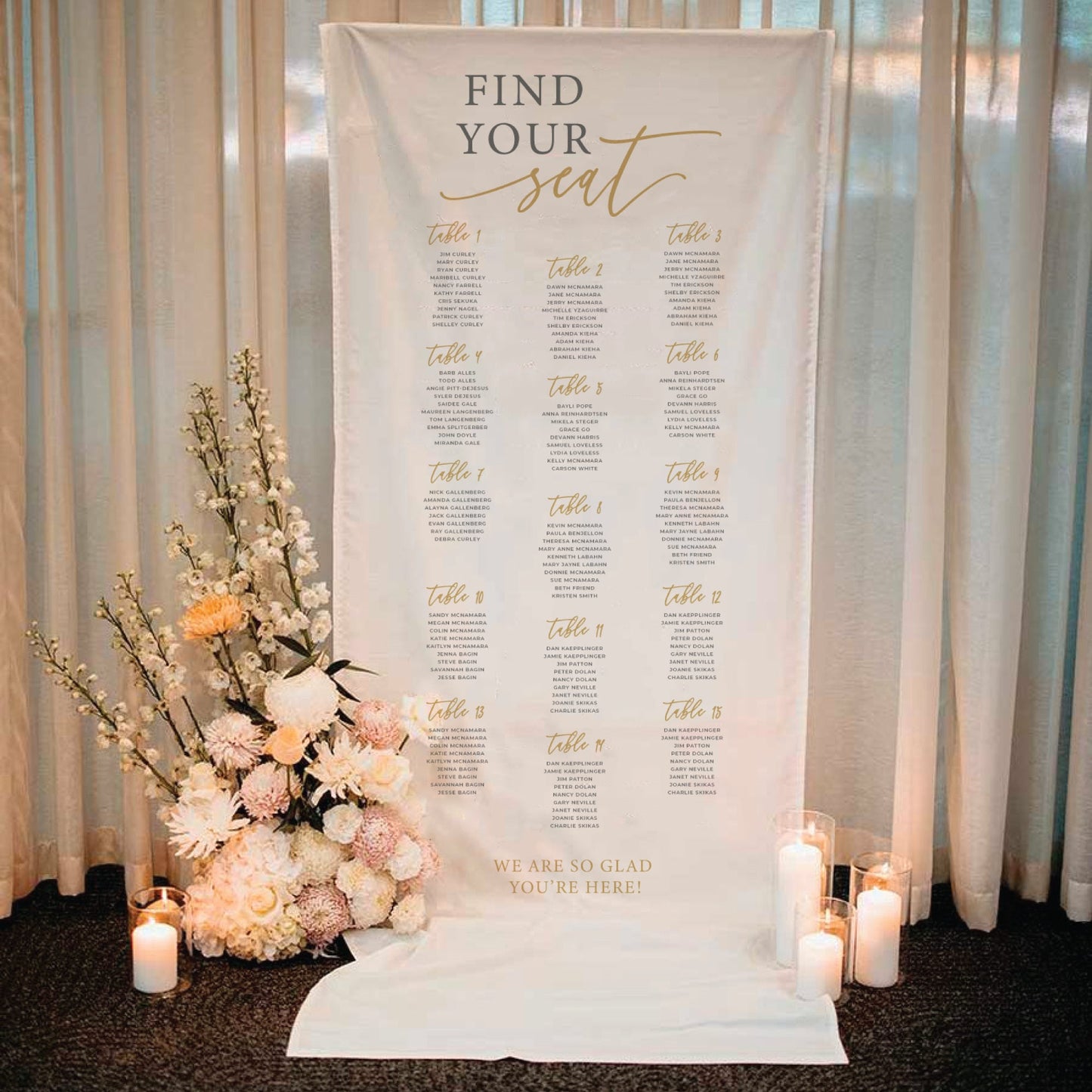 Fabric Wedding Seating Chart, Personalized Party Decorations, Wedding Welcome Sign, Wedding Decor, Wedding Rehearsal Banner