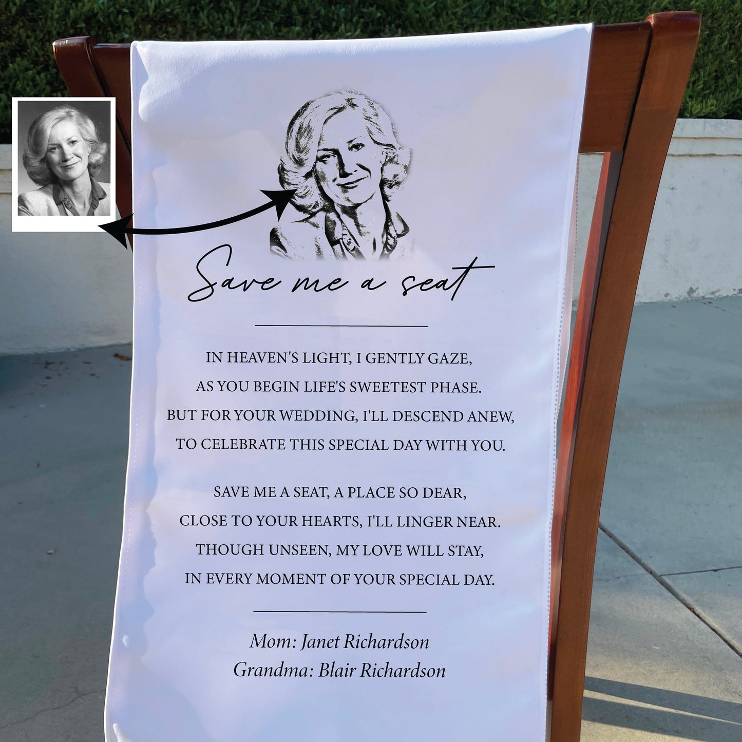 Memorial Wedding Sign with Photo, In Loving Memory Custom Fabric Memorial Personalized Banner, Memorial Family Sign, Wedding Fabric Sign