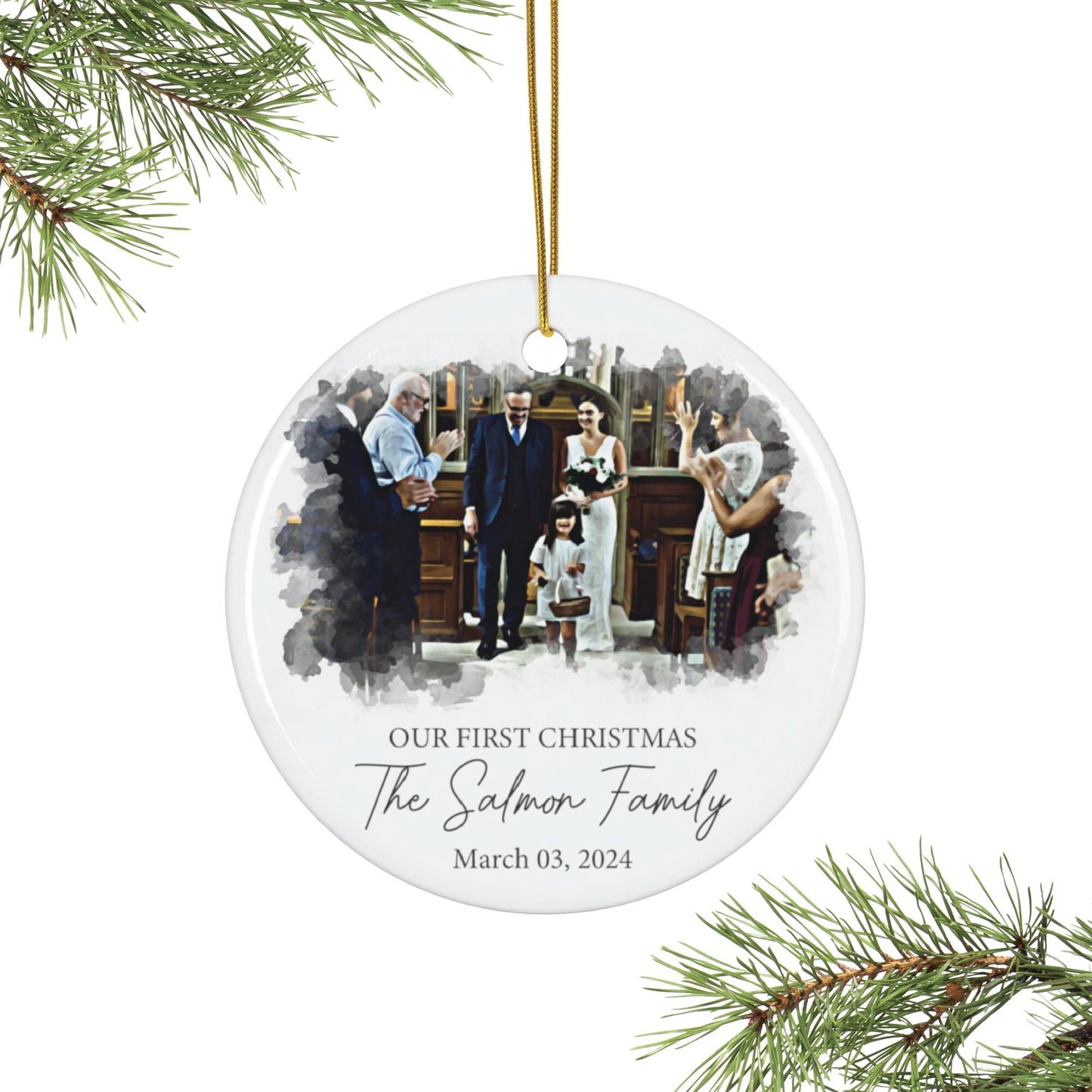 Personalized First Christmas Married Ornament - Custom Married Photo Ornament - Our First Christmas Married Gift - Family Ornament