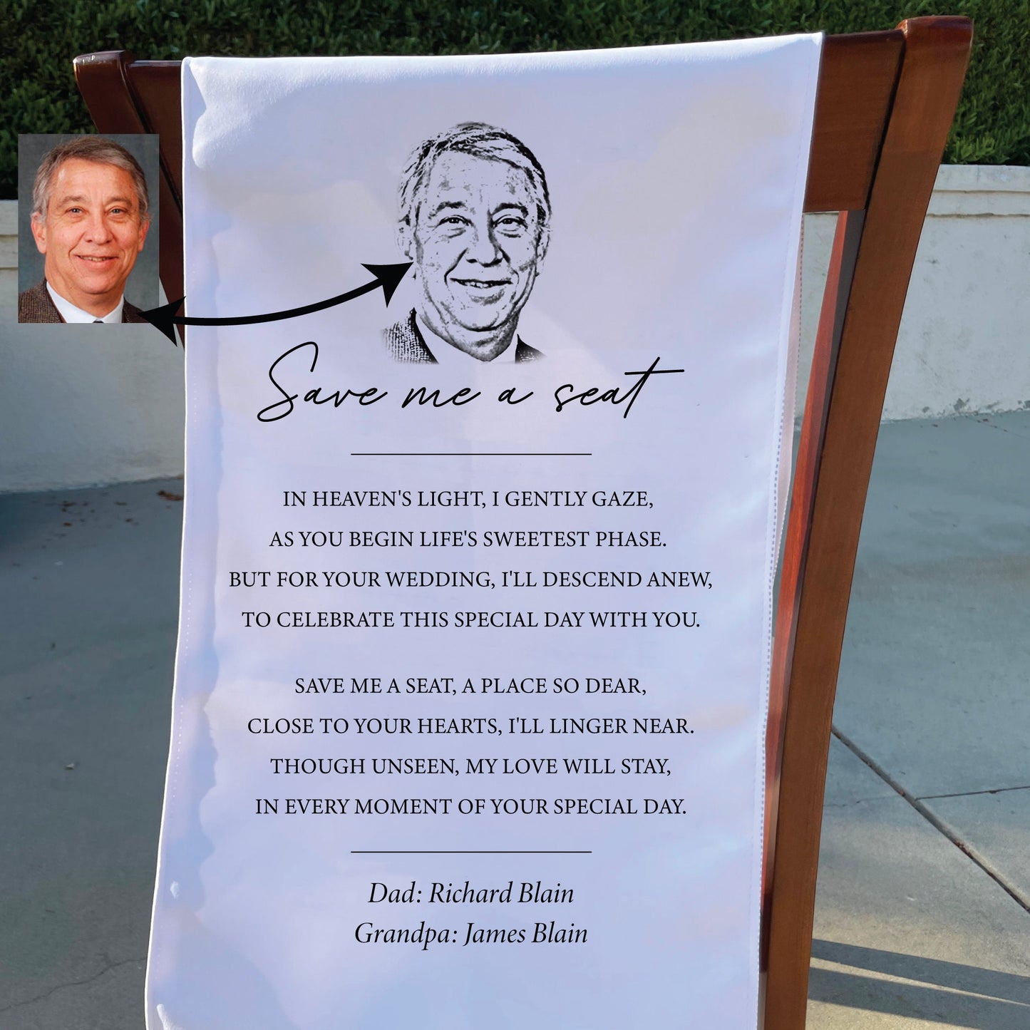 Memorial Wedding Sign with Photo, In Loving Memory Custom Fabric Memorial Personalized Banner, Memorial Family Sign, Wedding Fabric Sign