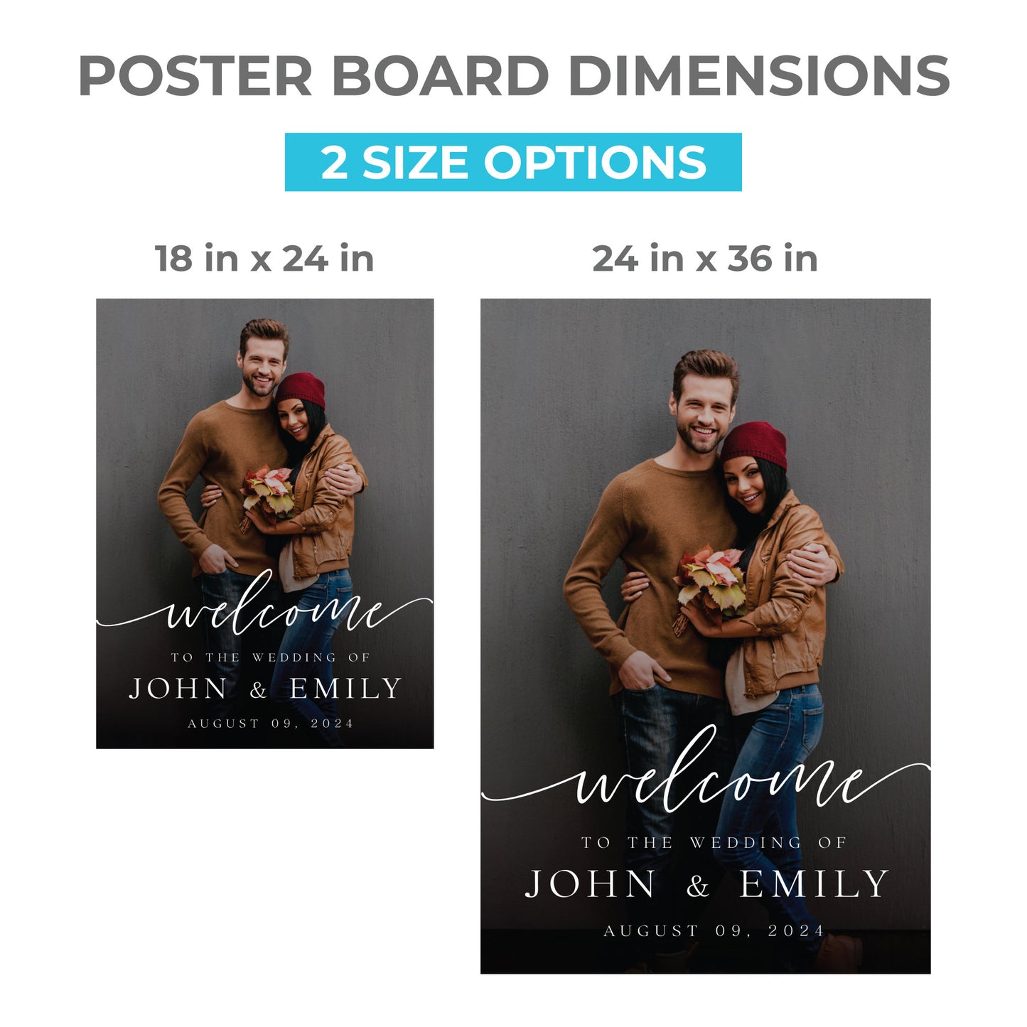 Wedding Welcome Sign with Photo, Rehearsal Sign, White Wedding Reception Sign, Printed Welcome Sign, Wedding Picture Sign, Night Before Sign