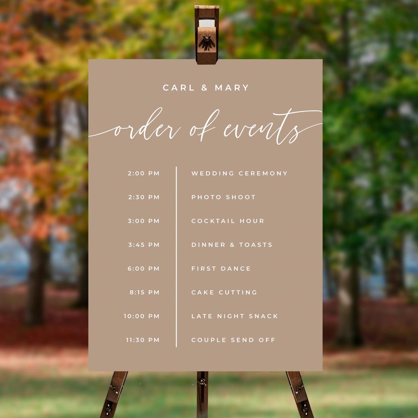 Autumn Wedding Order of Events Sign, Printed Fall Wedding Welcome Sign, Party Decorations, Reception Poster, Wedding Decor, Order of the Day