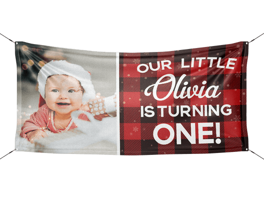Baby's First Birthday Christmas Birthday Banner - HomeHaps
