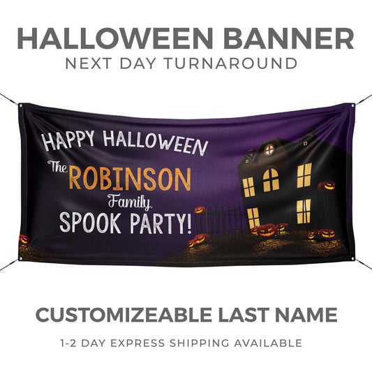 Personalized Haunted Mansion Halloween Banner - HomeHaps