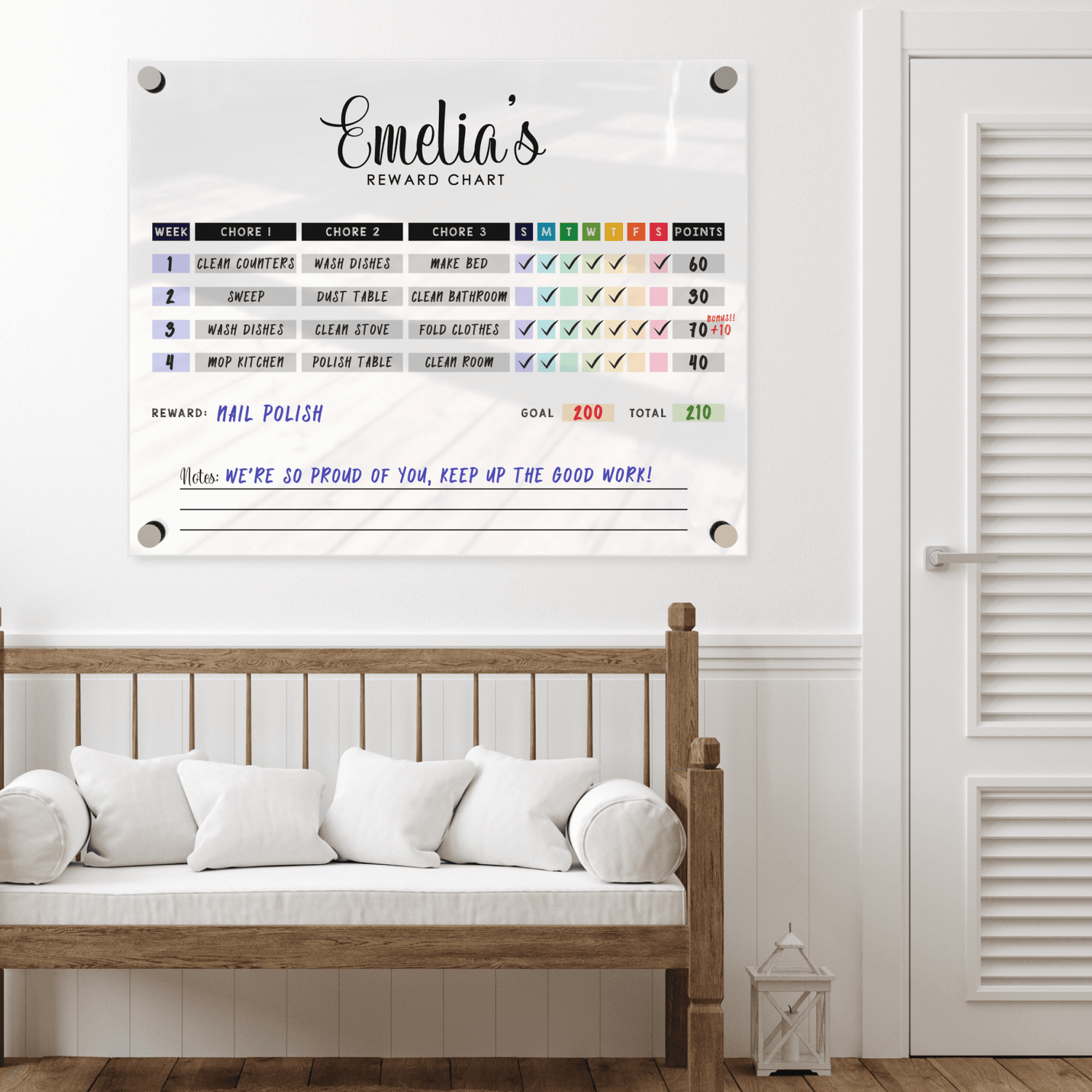 Large Acrylic Chore Chart and Calendar - HomeHaps