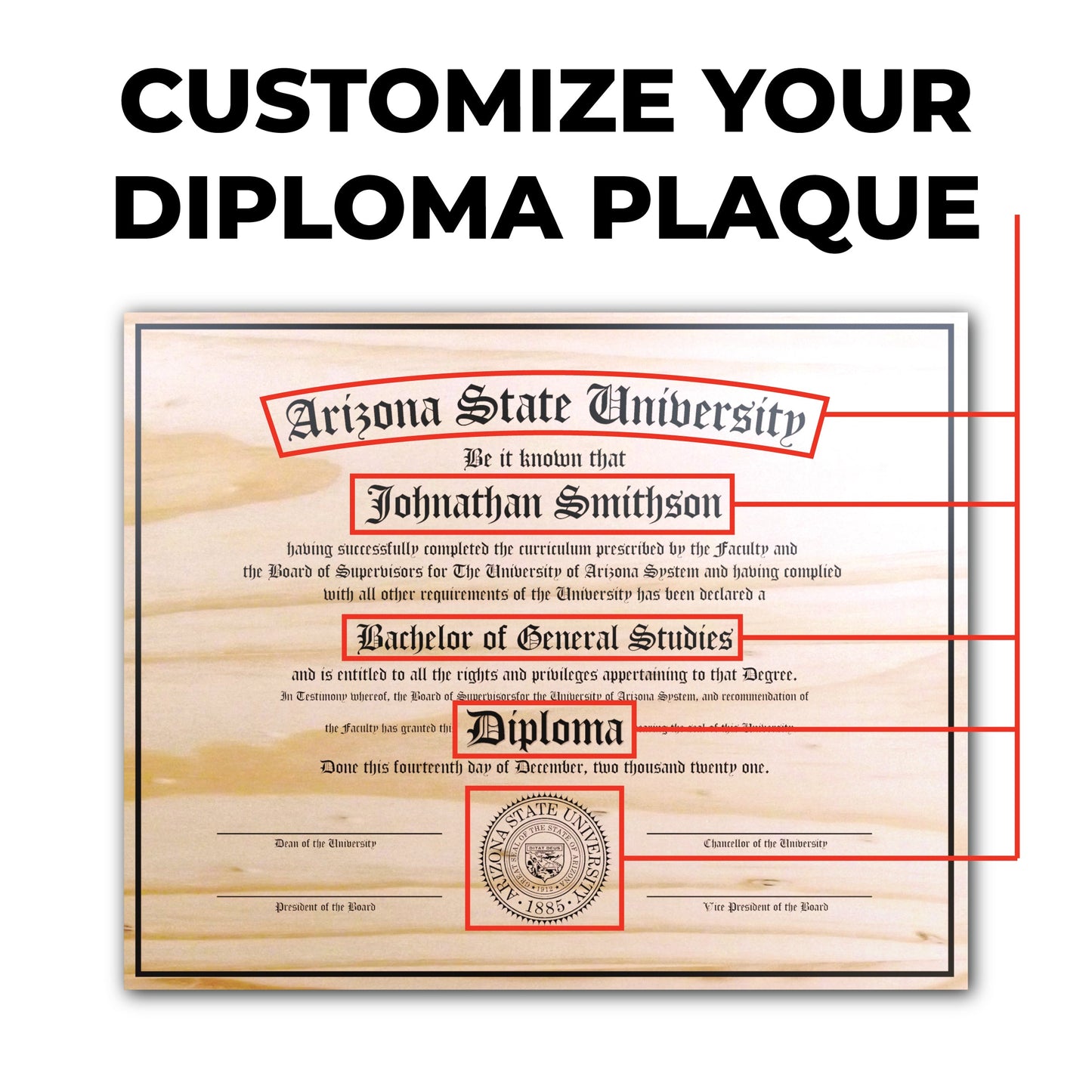 Engraved Diploma On Wood Plaque