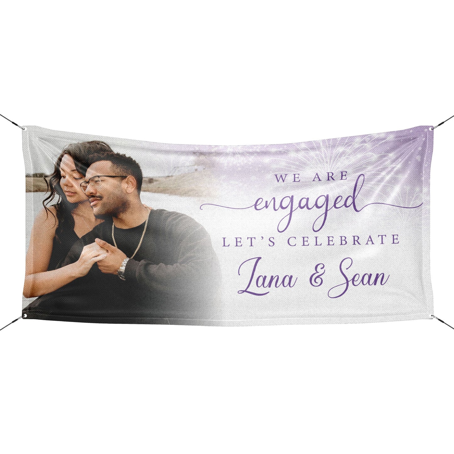 Personalized Fireworks Engagement Banner