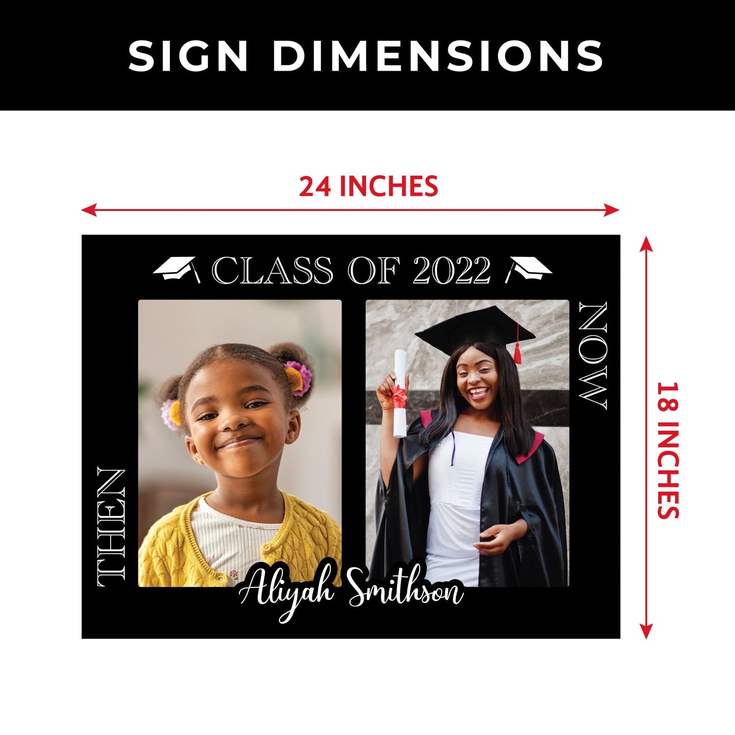 Personalized Then and Now Graduation Welcome Sign
