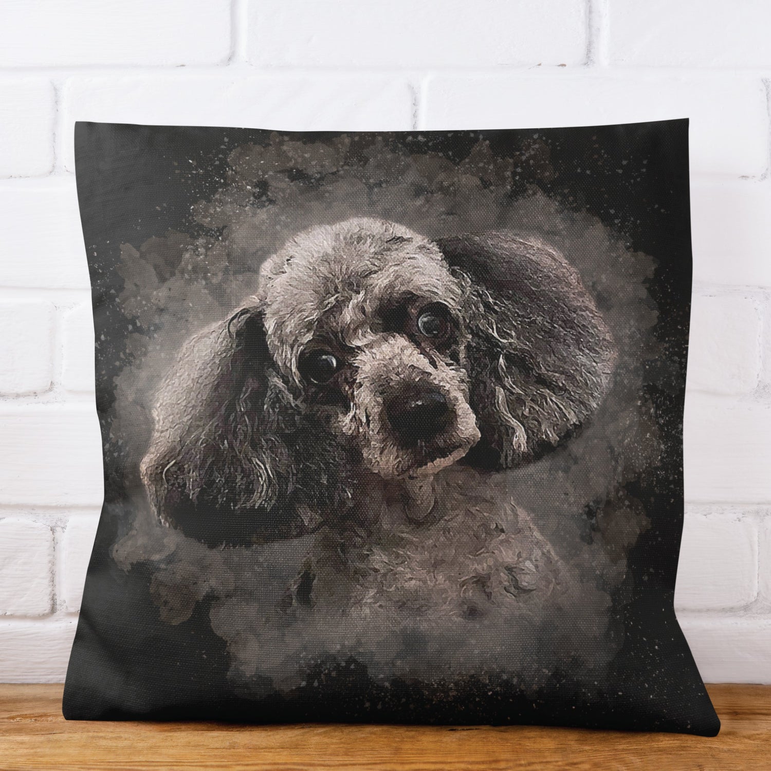 For The Home - Custom Black Watercolor Pet Portrait Dog Pillow