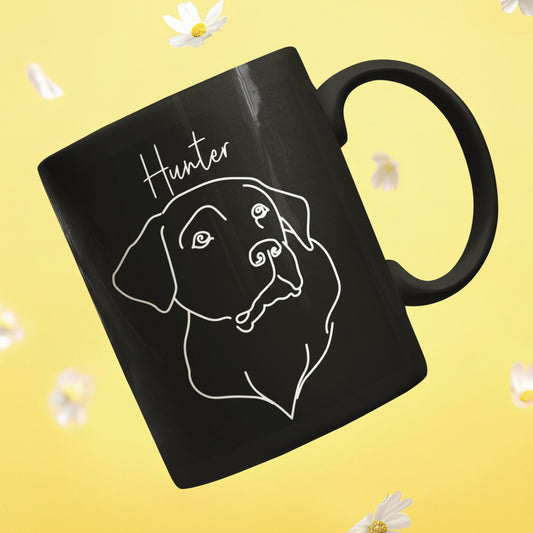 Custom Dog Mug, Line Art Pet Portrait