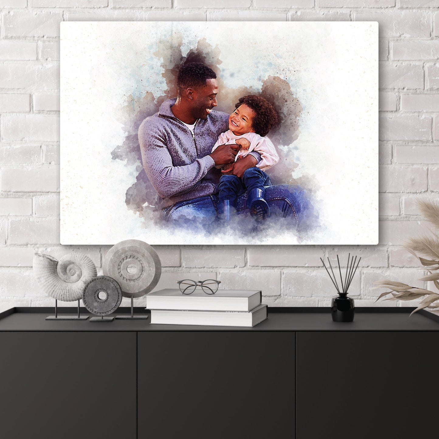 Custom Gift for Dad Watercolor Portrait