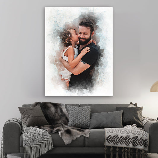 Custom Gift for Dad Watercolor Portrait
