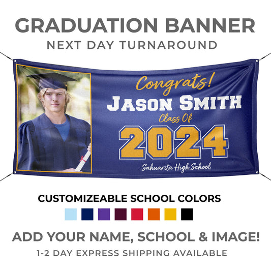 Grad Banners & Gifts - Personalized Congrats Graduation Banner With Image