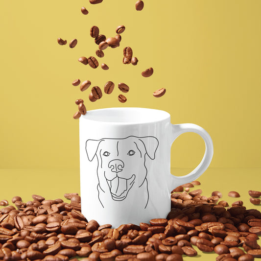 Custom Dog Mug, Line Art Pet Portrait