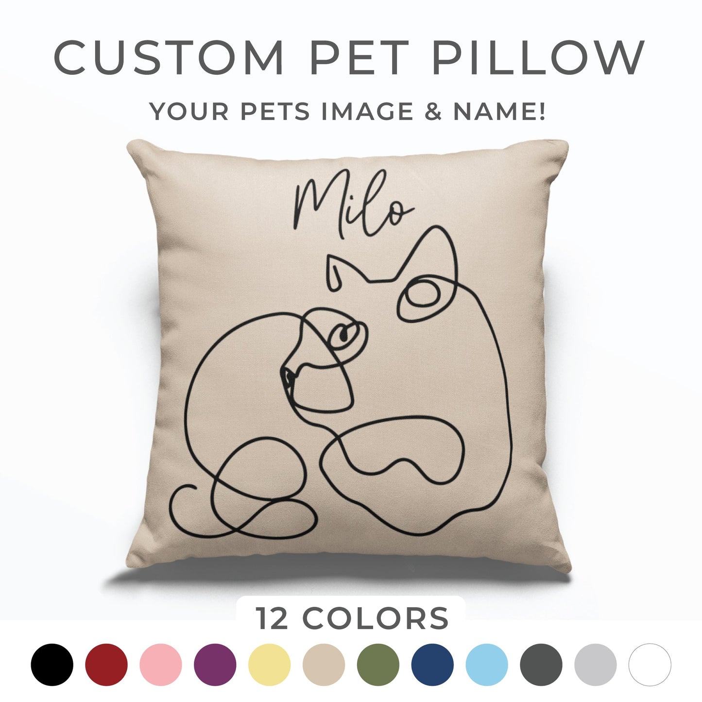 Custom Line Art Pet Portrait Pillow