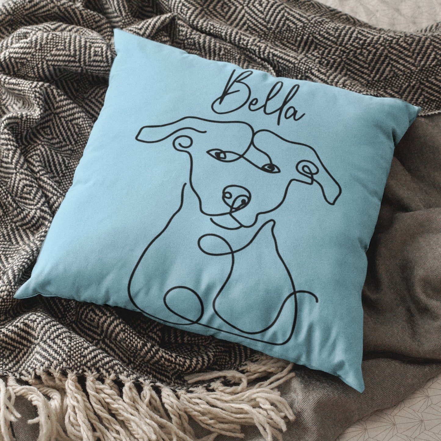 Custom Line Art Pet Portrait Pillow