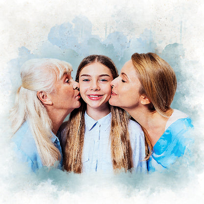 Canvas Prints - Custom Gift For Mom Watercolor Portrait