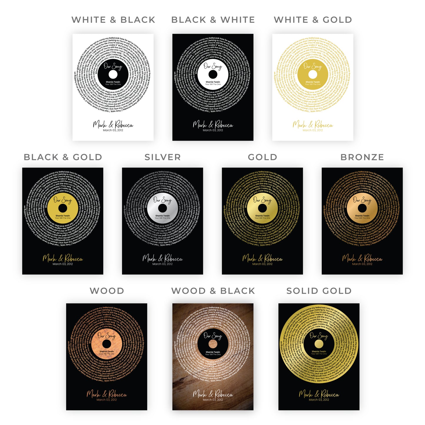 Personalized Song Lyrics Record Print