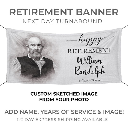 Custom Sketched Photo Retirement Banner