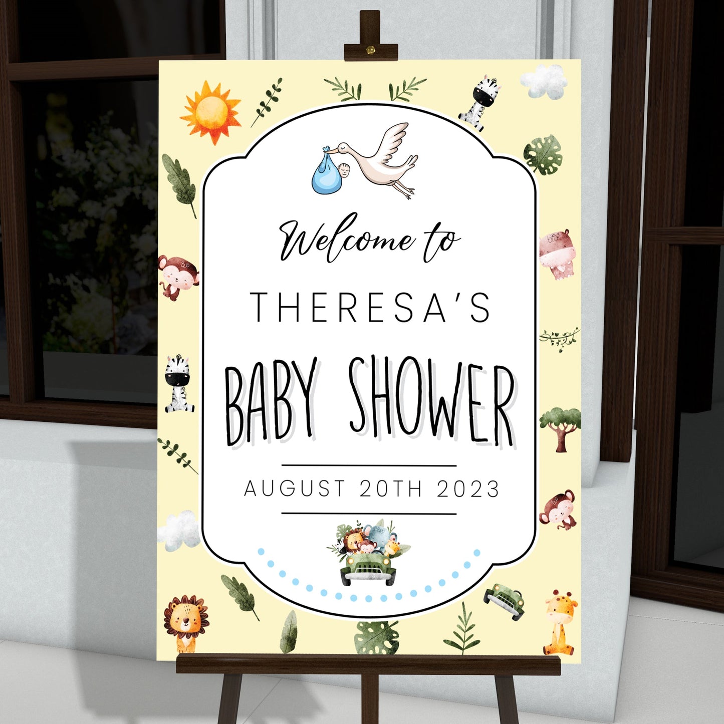Safari Animal Baby Shower Welcome Sign