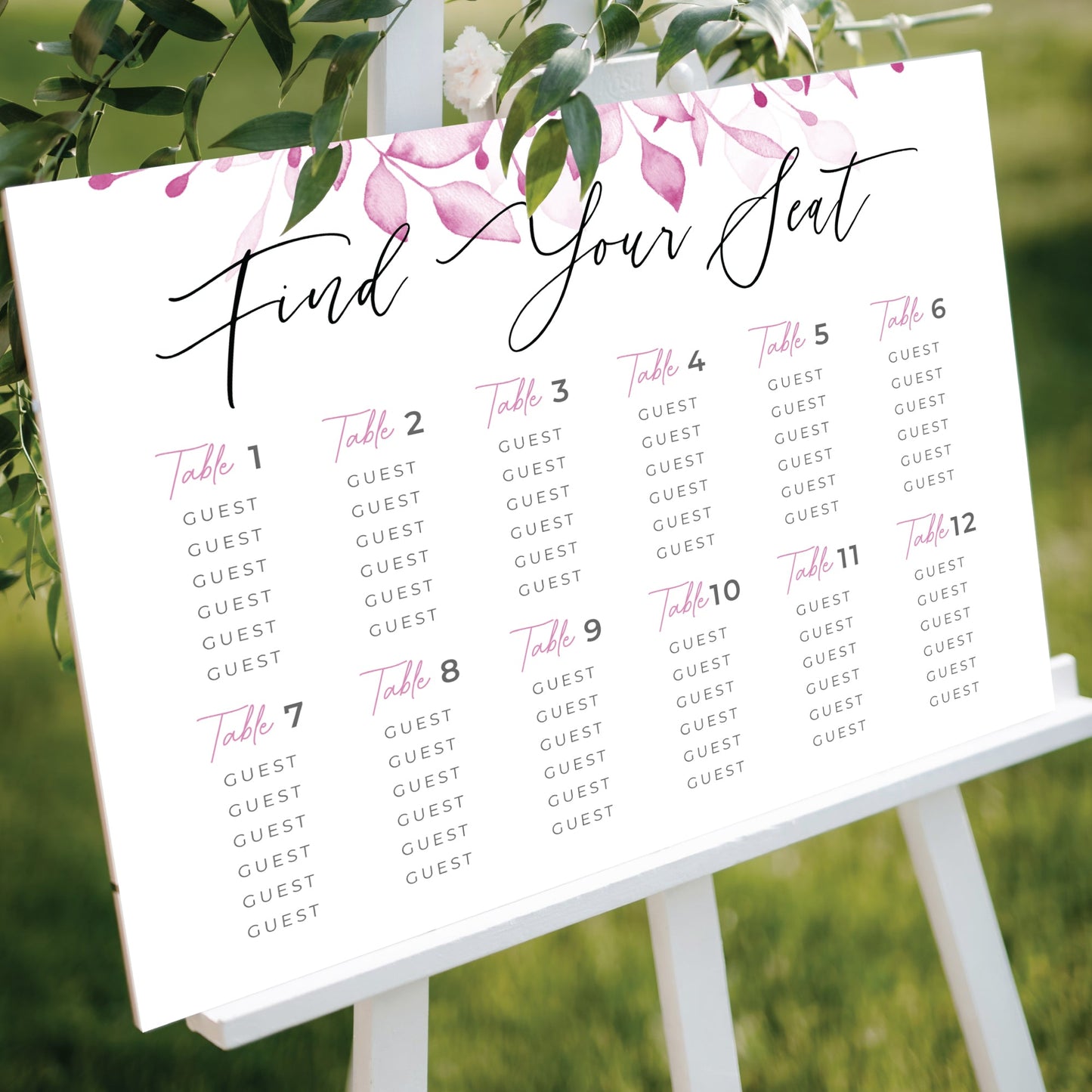 Custom Boho Wedding Seating Chart