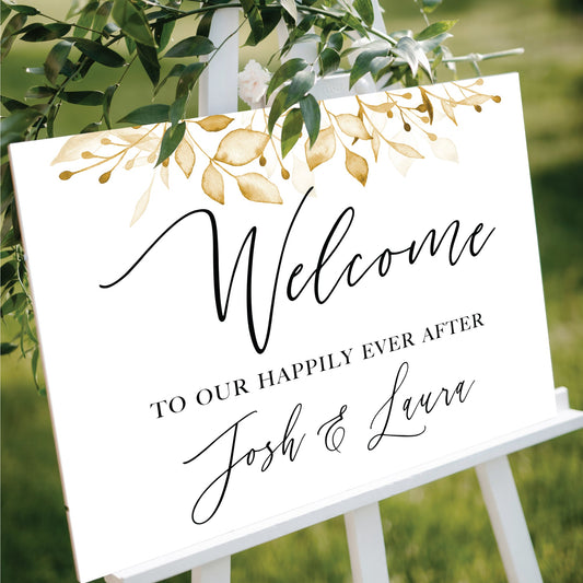 Personalized Watercolor Wedding Welcome Sign