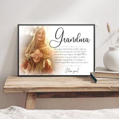 Mothers Day Gift, Love Letter Wall Art, Grandma, Mom Gift, Room Decor - Framed Personalized Message Canvas With Image