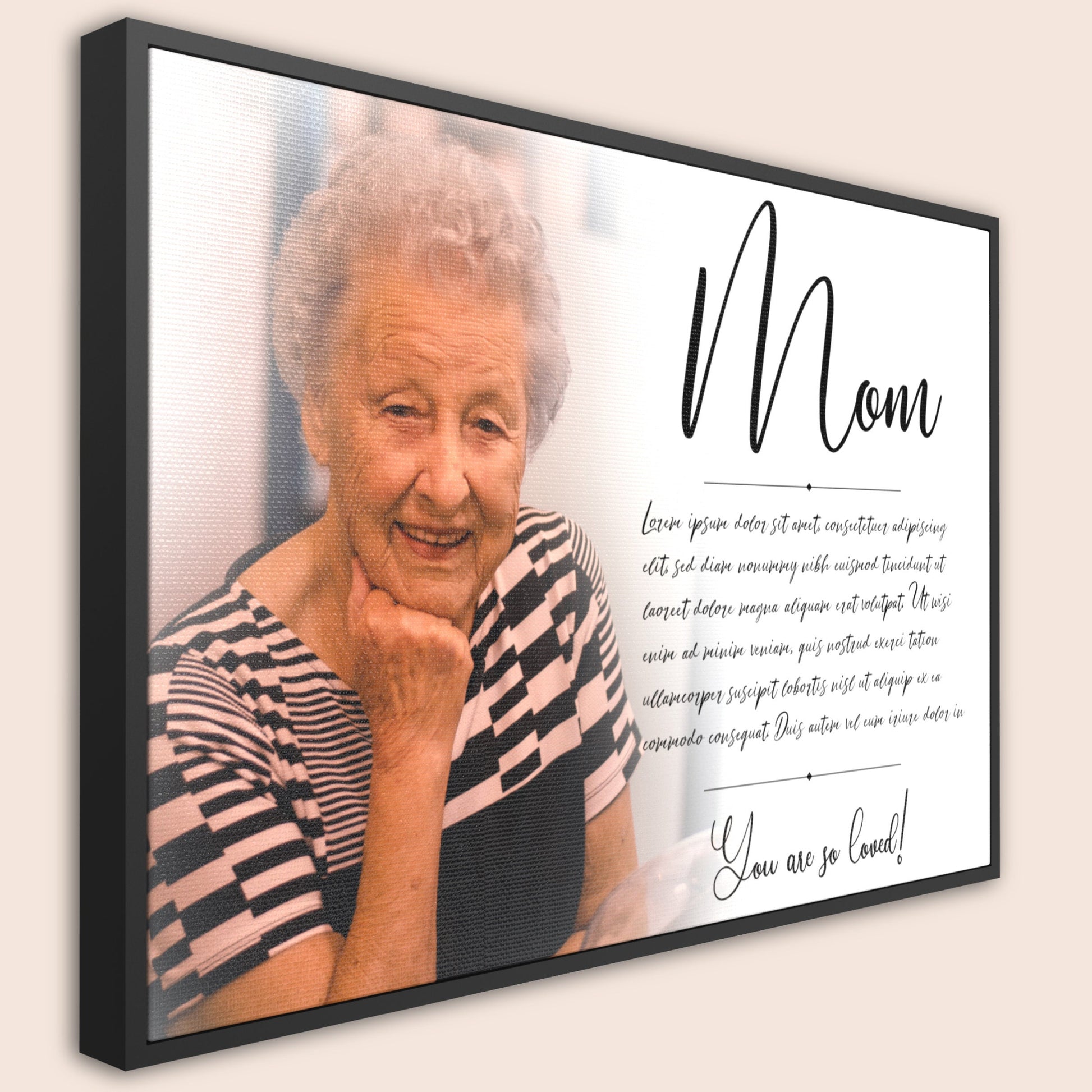 Mothers Day Gift, Love Letter Wall Art, Grandma, Mom Gift, Room Decor - Framed Personalized Message Canvas With Image