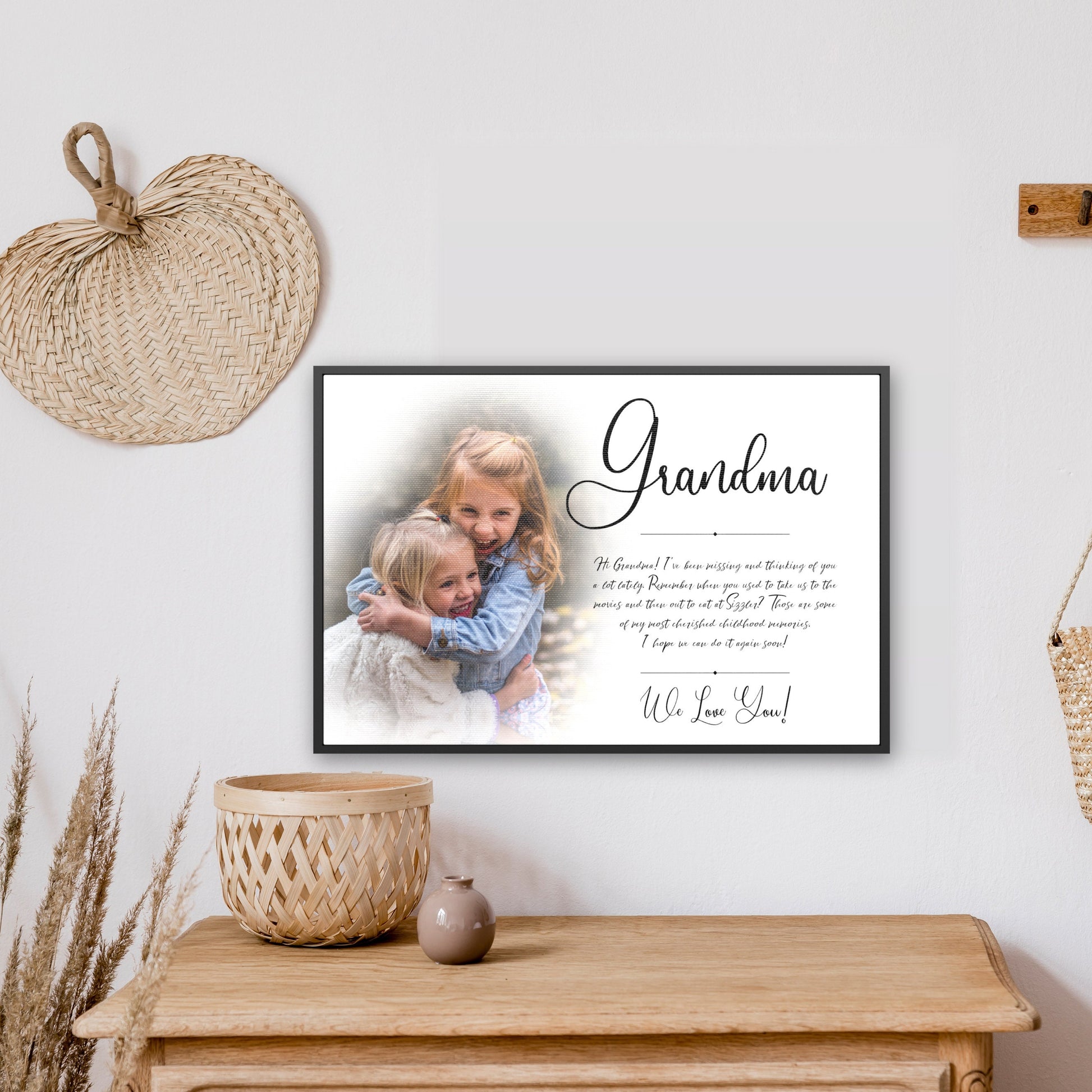 Mothers Day Gift, Love Letter Wall Art, Grandma, Mom Gift, Room Decor - Framed Personalized Message Canvas With Image