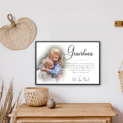 Mothers Day Gift, Love Letter Wall Art, Grandma, Mom Gift, Room Decor - Framed Personalized Message Canvas With Image