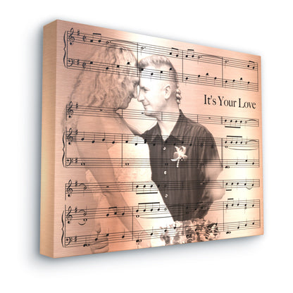 Sheetmusic and Photo on Canvas Wall Art, Bronze 8 Year Anniversary Gifts For Him, Anniversary Gift For Her, Eighth Anniversary Gift