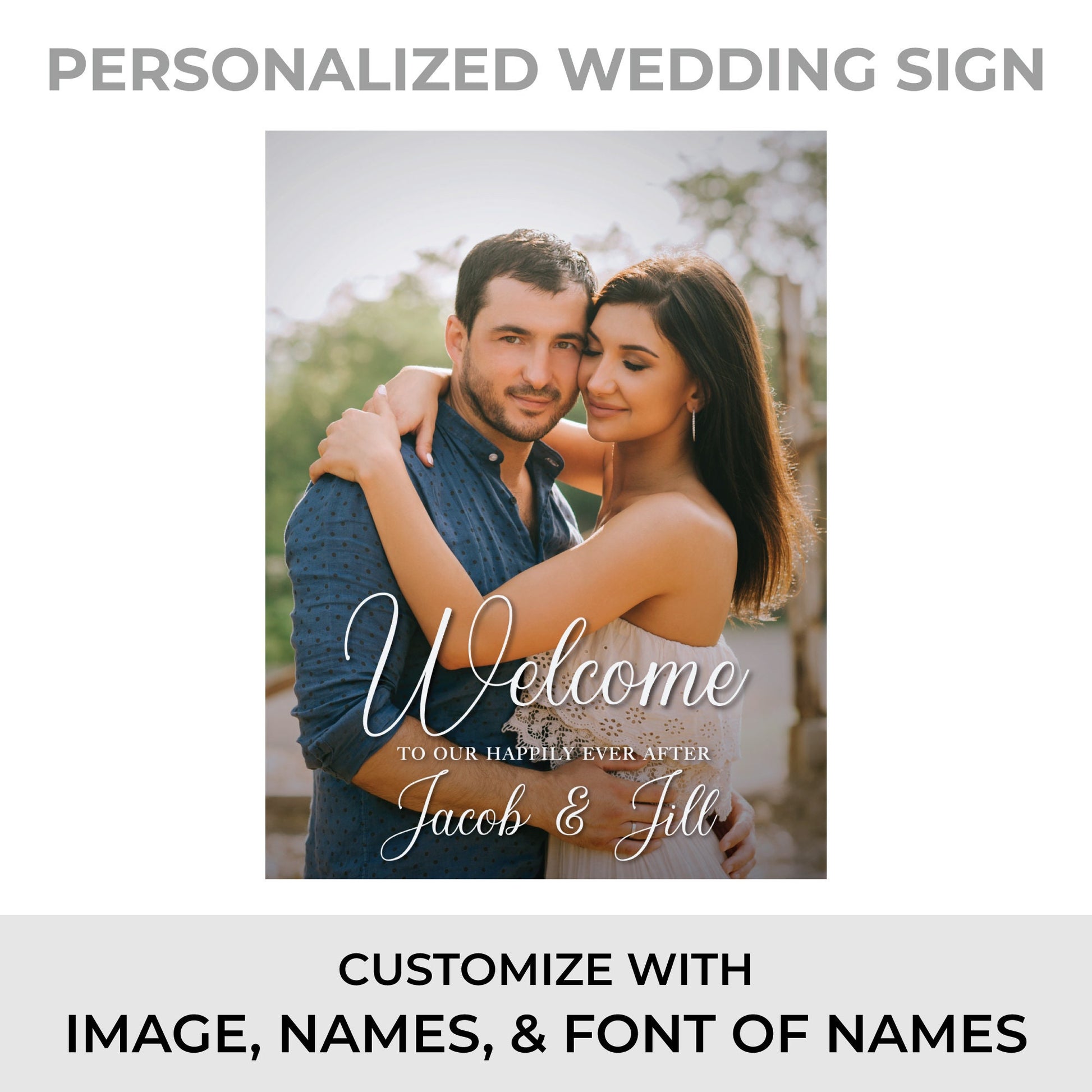 Personalized Wedding Welcome Sign With Image, Party Decorations, Reception Poster, Wedding Decor, Rehearsal Sign