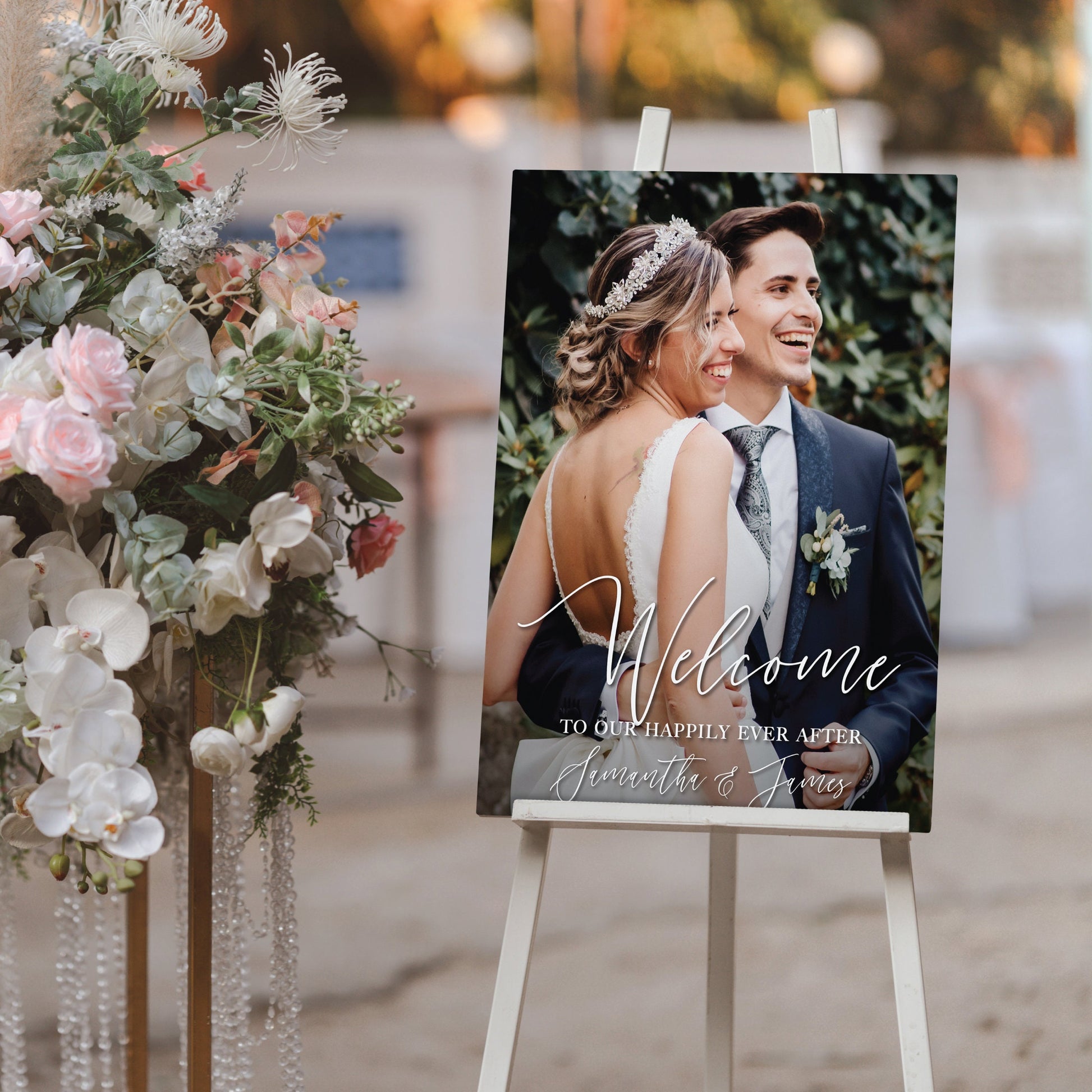 Personalized Wedding Welcome Sign With Image, Party Decorations, Reception Poster, Wedding Decor, Rehearsal Sign