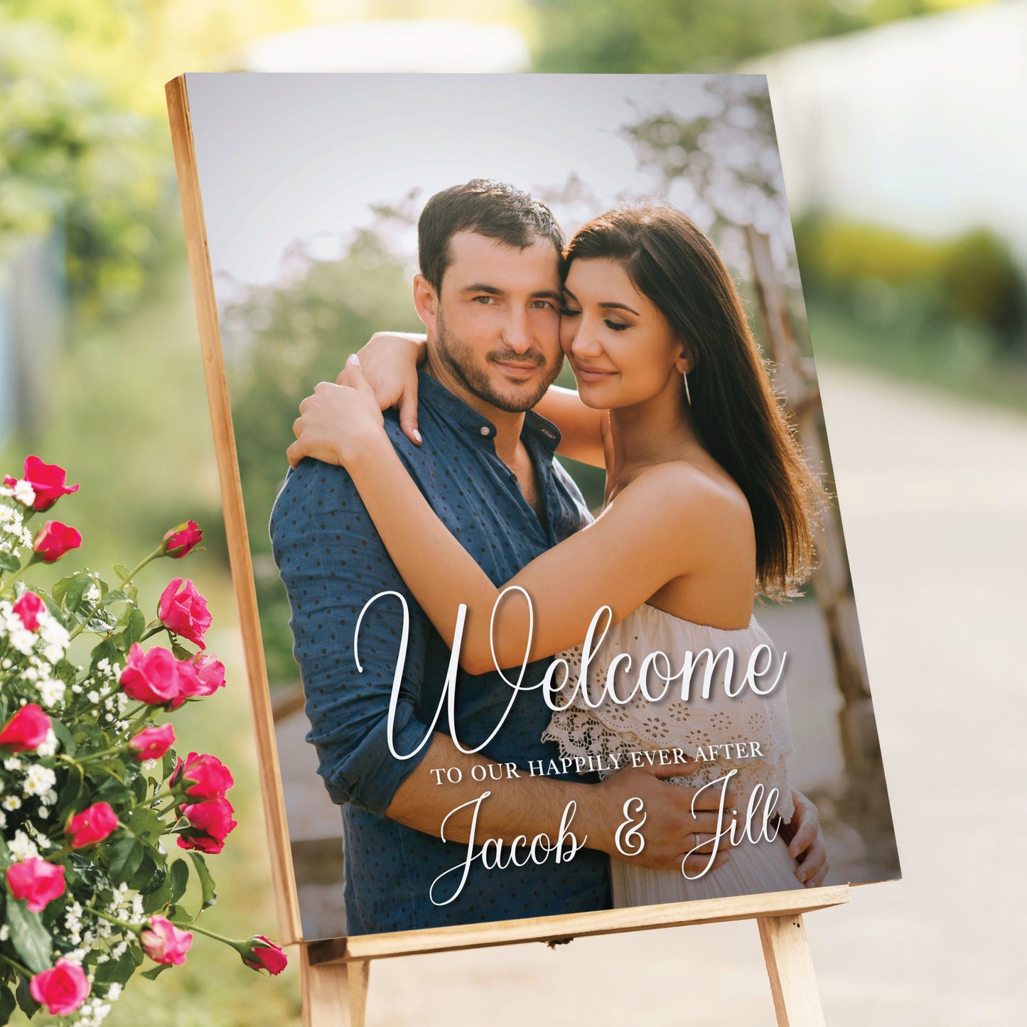 Personalized Wedding Welcome Sign With Image, Party Decorations, Reception Poster, Wedding Decor, Rehearsal Sign