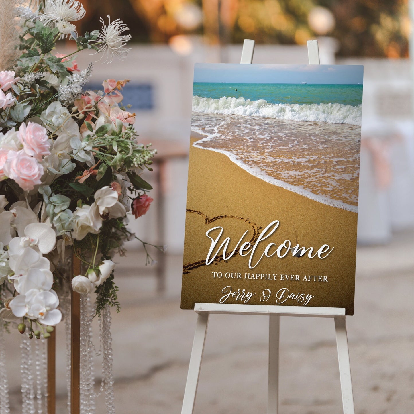 Personalized Beach Wedding Welcome Sign, Wedding Poster, Beach Theme, Party Decorations, Reception Poster, Wedding Decor, Rehearsal Sign
